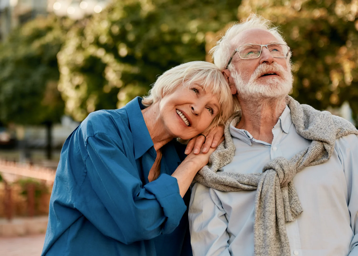 So happy together, portrait of beautiful senior woman with man.